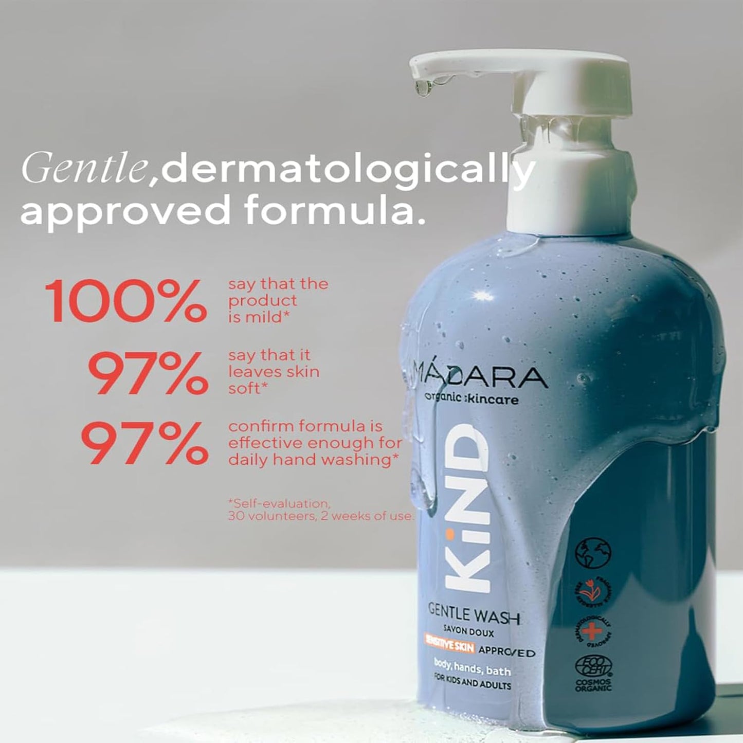 MÁDARA Organic Skincare | KIND Gentle Body Wash – Organic Certified Kids Body Wash, Suitable For The Delicate Skin Of Kids And Adults, Non-drying Formula, Sensitive Skin-approved, 13.18oz