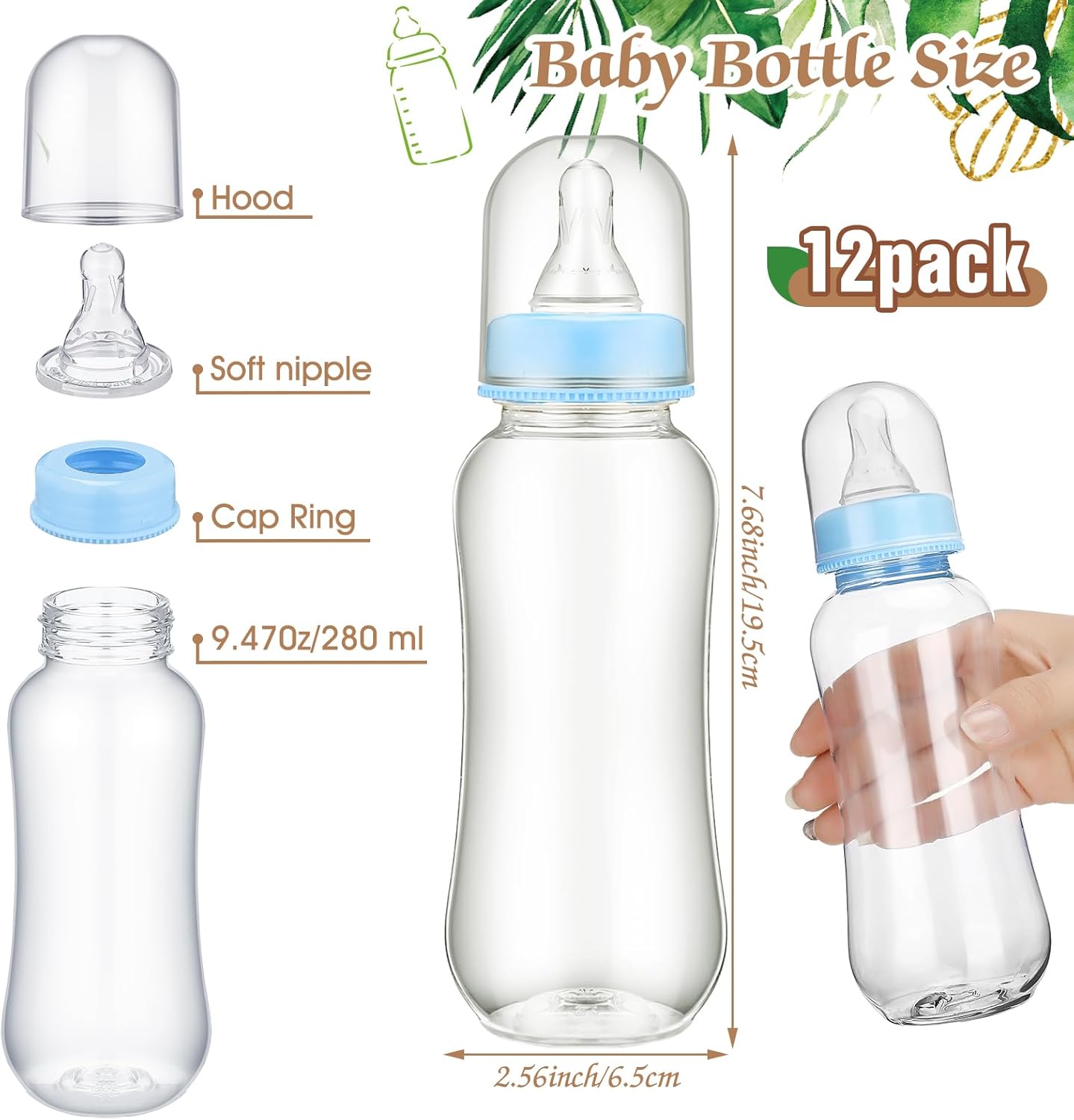 TrelaCo Safari Cool Baby Shower Games Bottle Chug Sign Wooden Jungle Animals Theme Gift Sets Gender Reveal Party Favors and 12 Pcs Baby Bottle Shower Favor for Games Gender Reveal