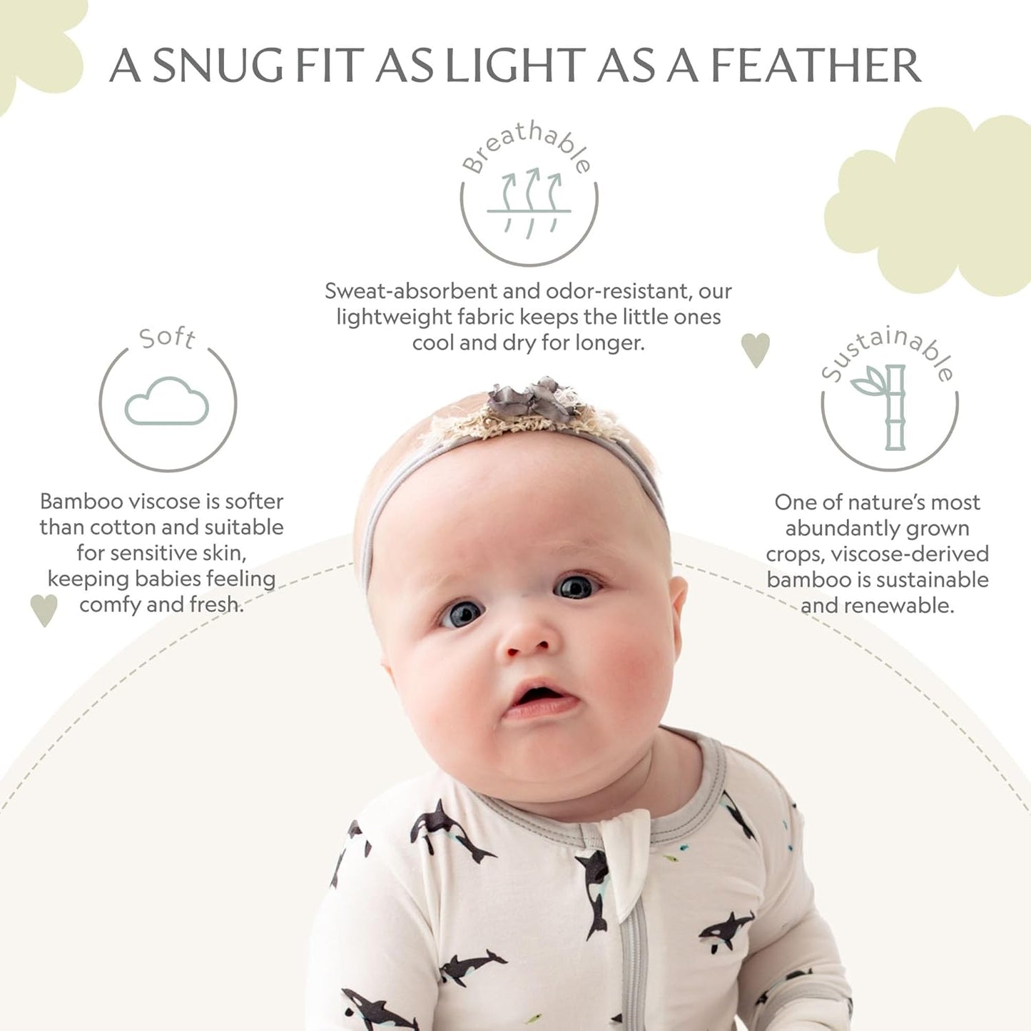 Bamboo Little Soft Baby Footie Pajamas, Baby Clothes, Newborn Sleepers, 95% Viscose and 5% Spandex, 0-24 Months
