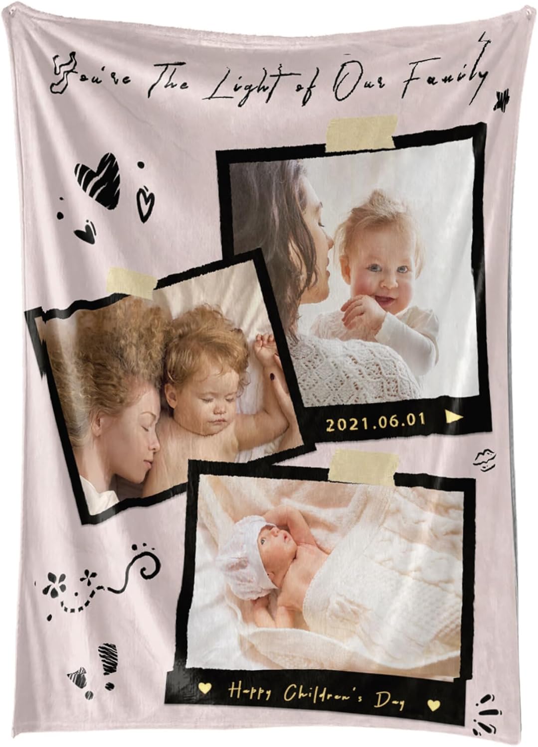 Personalized Mother's Day Blanket Gifts for Mom Custom Flannel Blankets with Photos Pictures Text， Customized Mothers Day Birthday Gift for Mom Grandma Wife, 60 * 80in