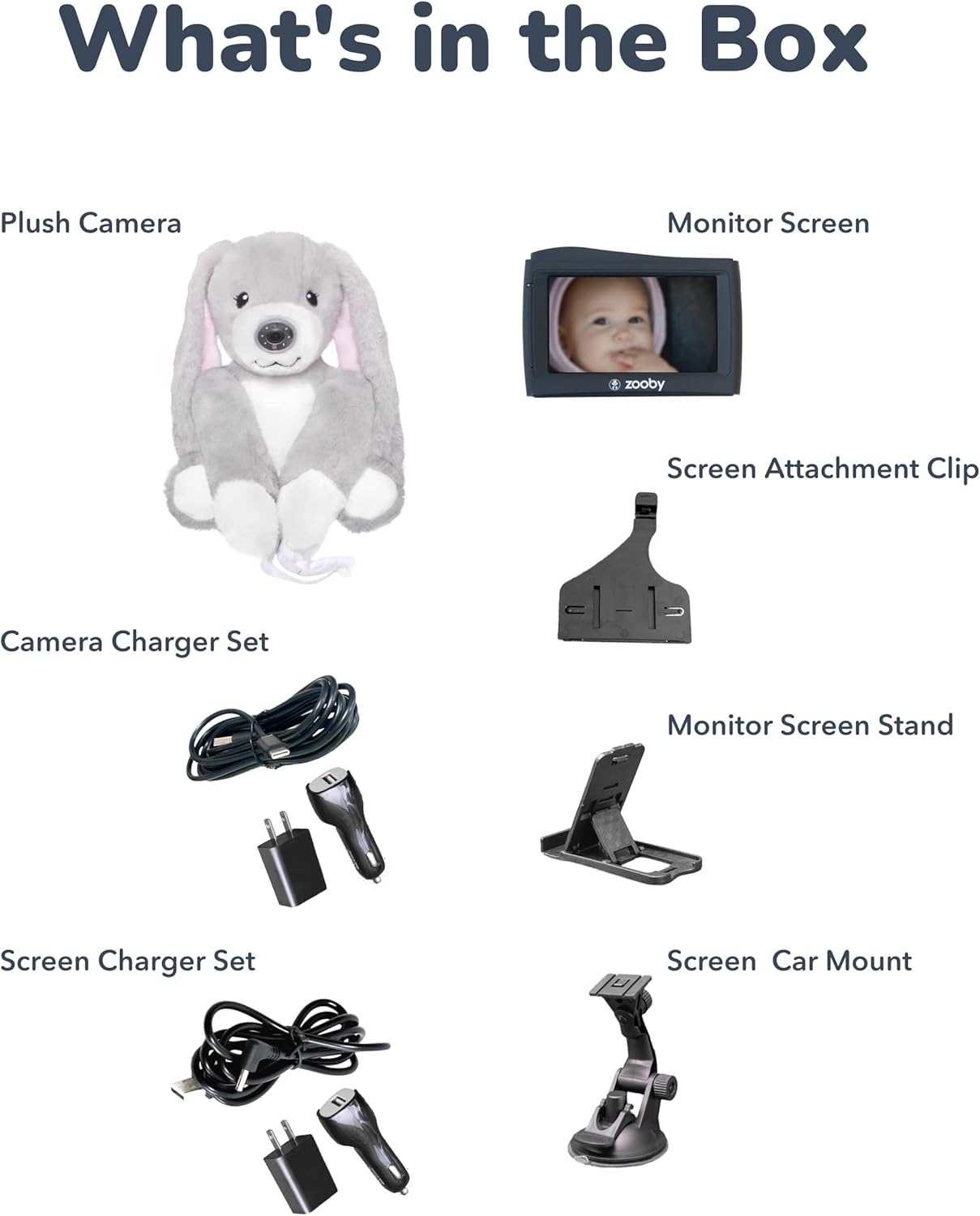 zooby Car Baby Monitor Helps Reduce Distracted Driving! Our Cuddly Plush Monitor That Babies Love Serves as a Soothing Companion for Baby so You Can Drive with Complete Peace of Mind - Bailey Bunny