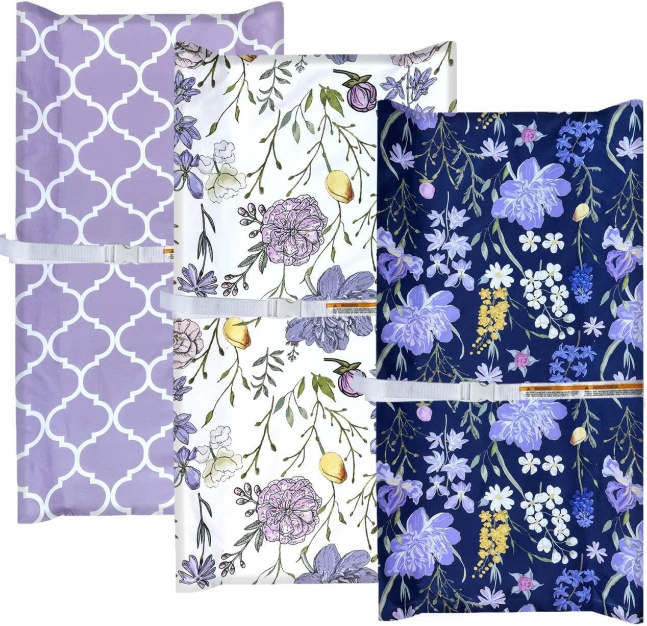 AMROSE 3 Pack Changing Pad Covers, 32" x 16" Ultra Soft Microfiber Diaper Change Table Sheets for Baby Girls, Violet