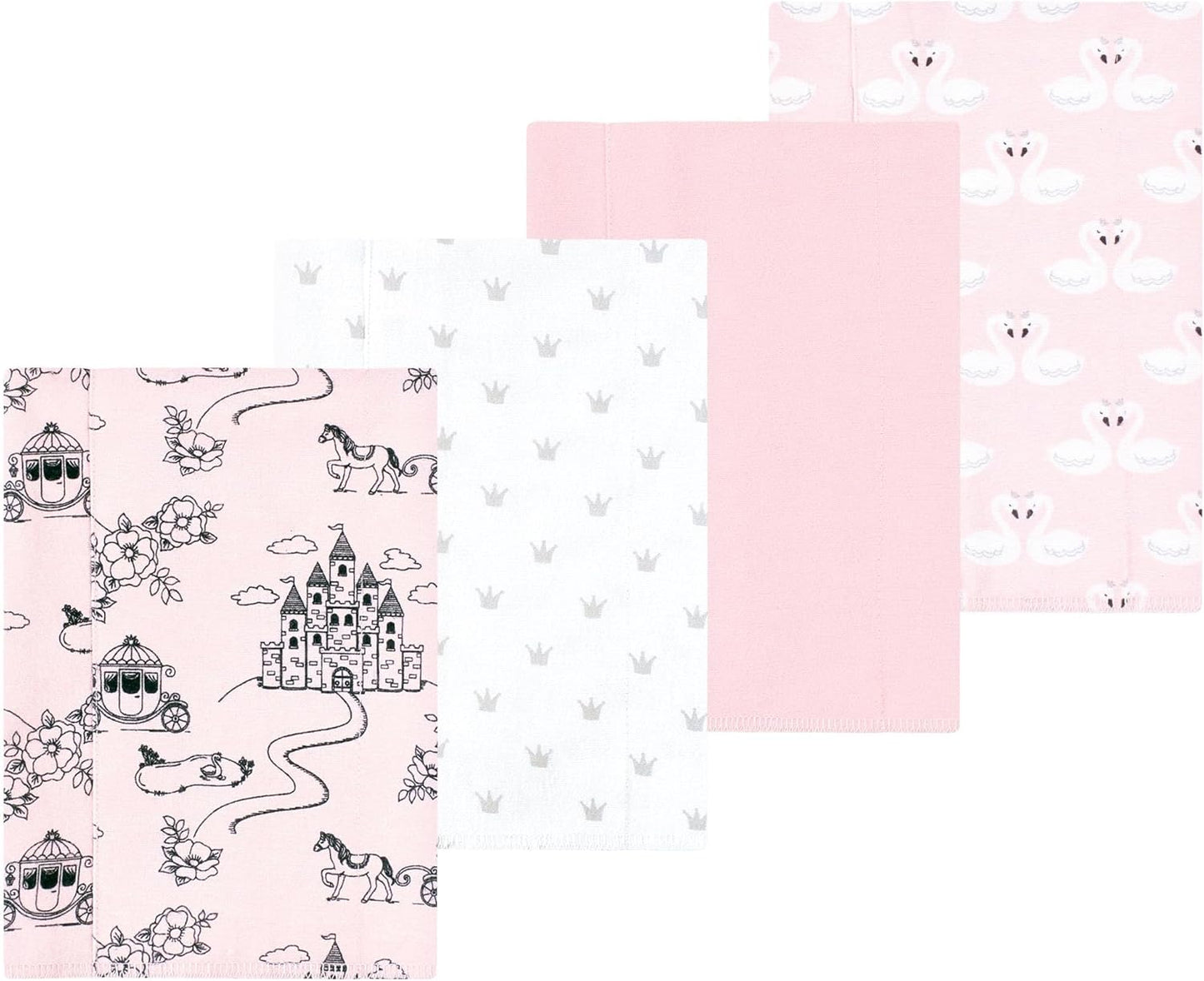 Luvable Friends Hudson Baby Flannel Burp Cloths 4pk, Pink Princess