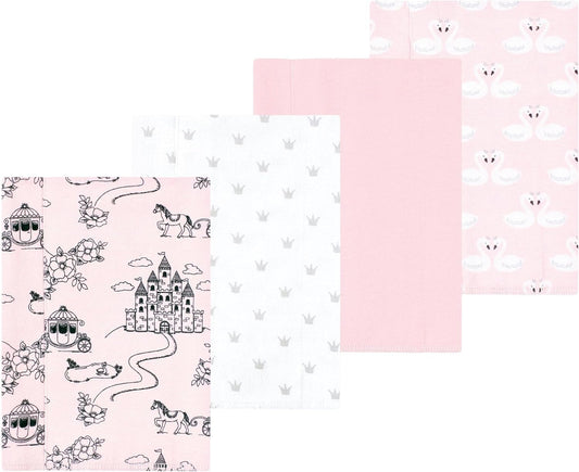Luvable Friends Hudson Baby Flannel Burp Cloths 4pk, Pink Princess
