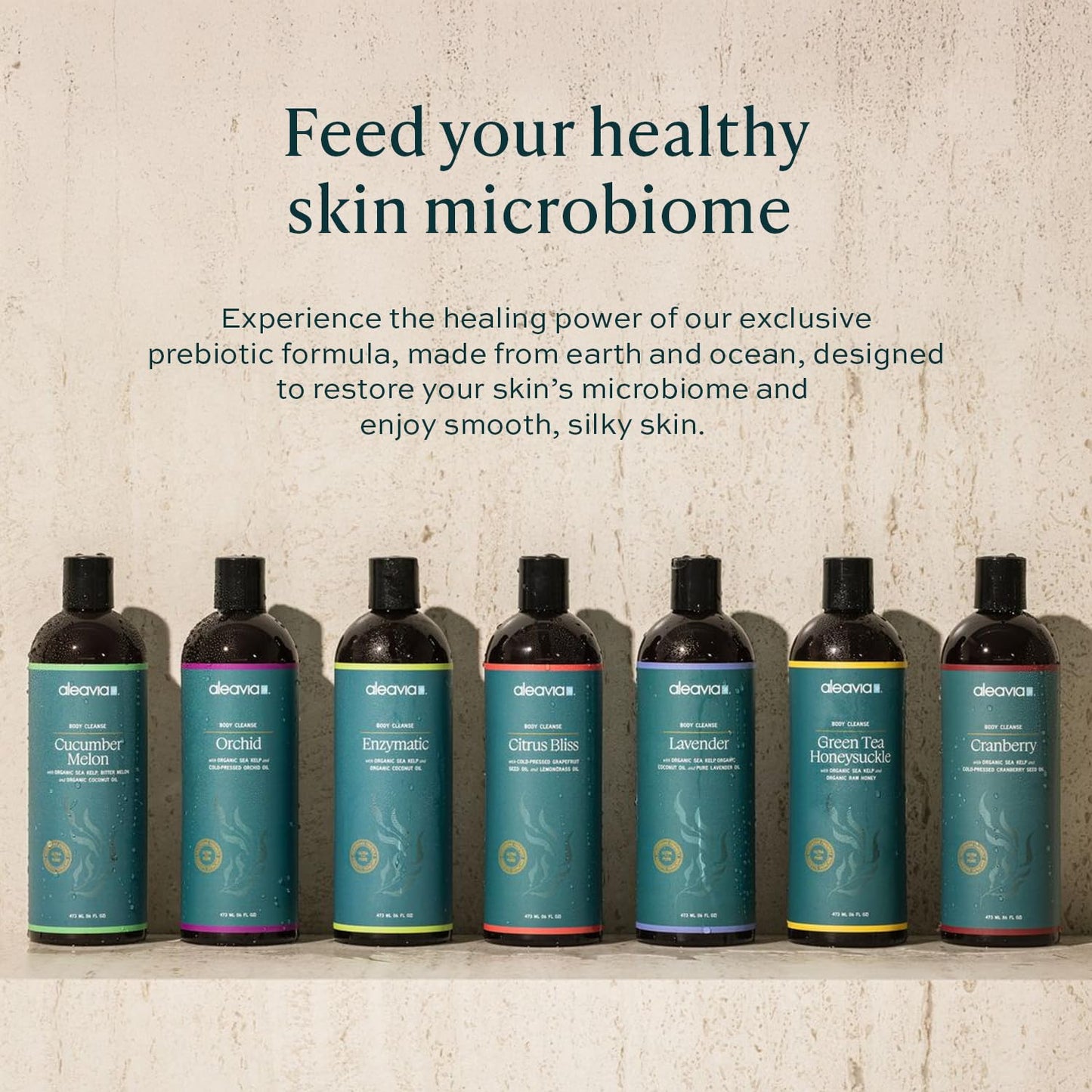 Aleavia Body Cleanse – Organic & All-Natural Prebiotic Body Wash with Raw Honey – Green Tea Honeysuckle Scent – 16 Oz.