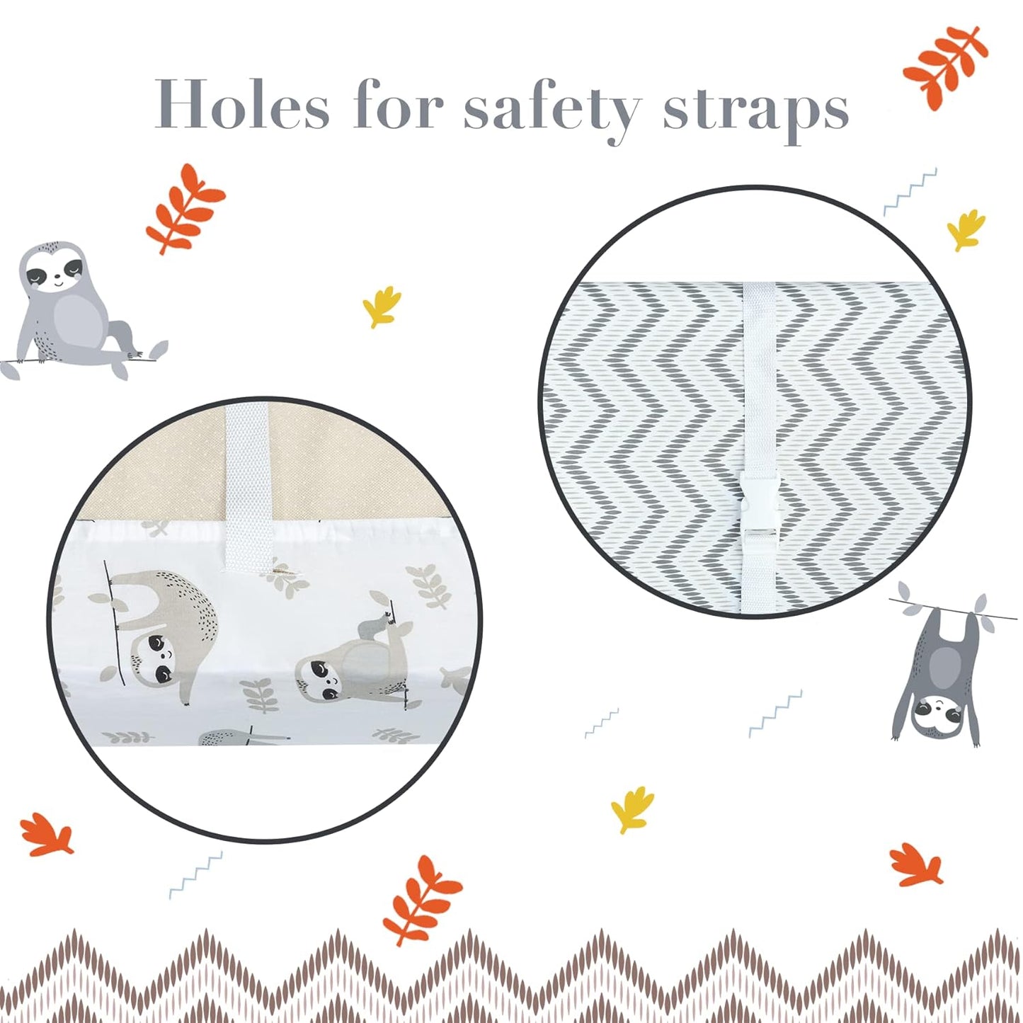 100% Cotton Changing Pad Cover for Baby Boys and Girls, Chevron - Breathable Bassinet, Mini Crib Mattress Fitted Sheets - Little Sloth, 32"x16" with 8" Deep Pocket, White-Grey, 2 Pack