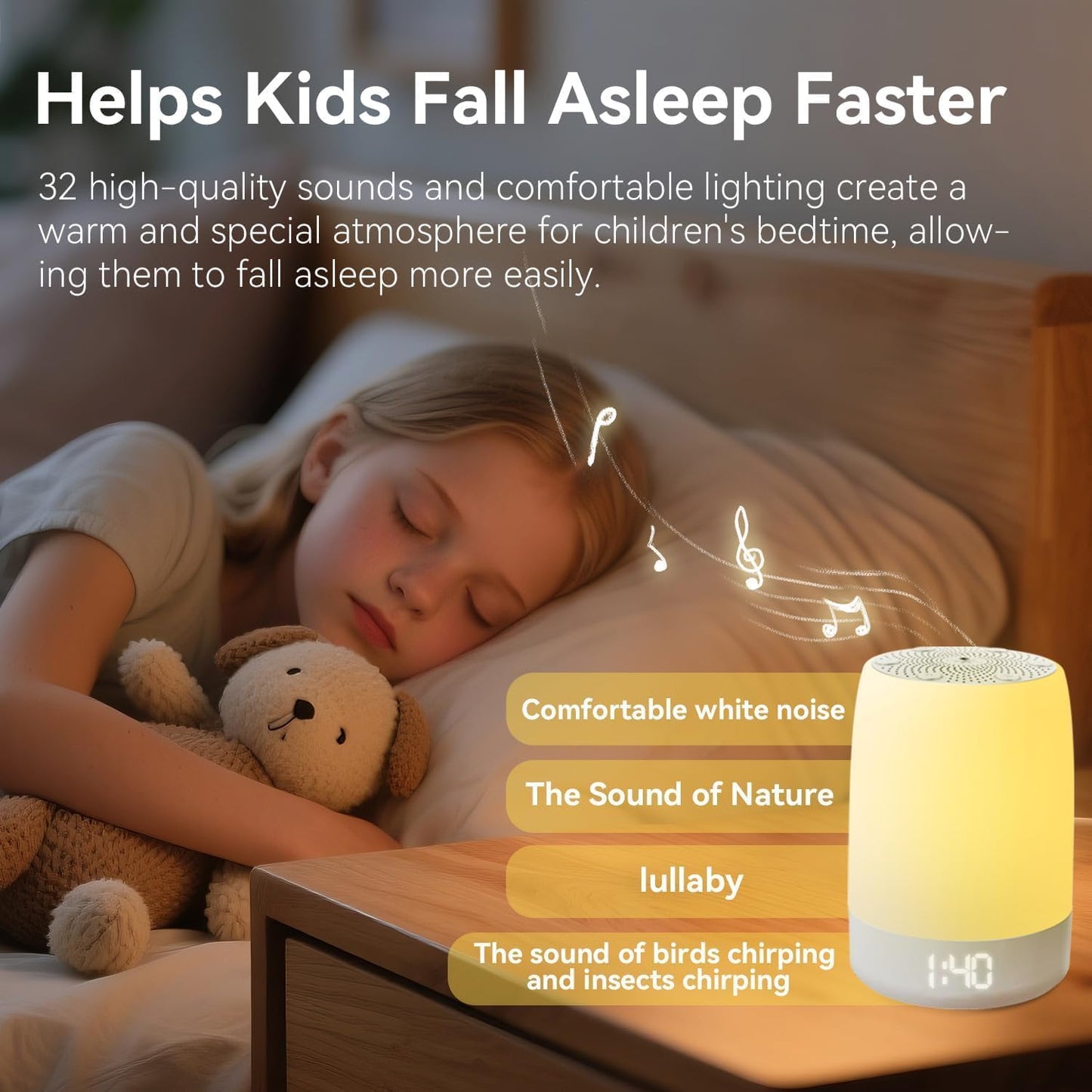 Nursery Night Light for Kids,Baby Sleep Music rain Sound Machine,Rechargeable Nursery Wireless lamp for Breastfeeding,White Noise Soother,Wake Alarm Clock,APP Remote Control,Boys and Girls Room