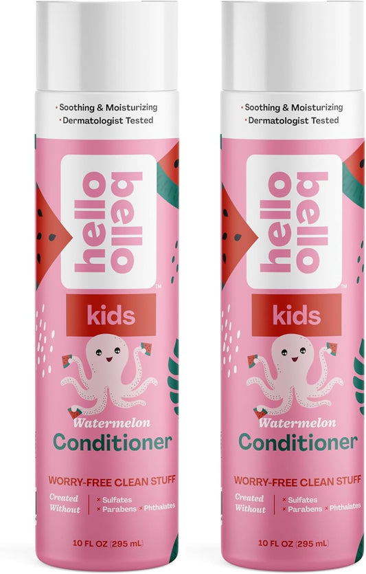 Hello Bello Kid’s Conditioner - Hypoallergenic, pH-Balanced & Dermatologist-Tested - Thoughtful Ingredients - Watermelon, 10 Fl Oz (2 Pack)