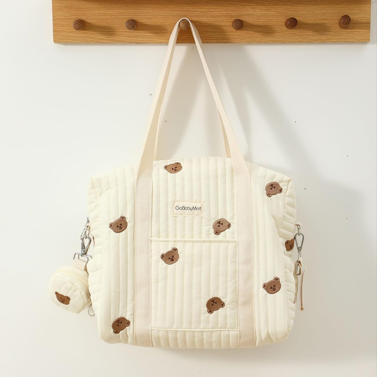 Large Diaper Bag Tote, Maternity Travel diaper tote, Multifunction baby bag, Baby Nappy Bags, Messenger bag (Medium - Bears)