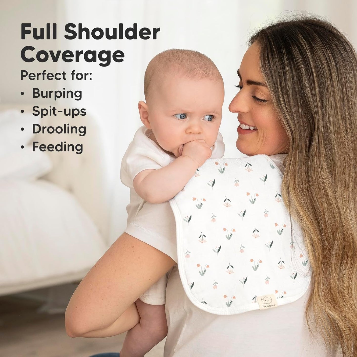 5-Pack Muslin Burp Cloths Baby Boy, Girl - Very Absorbent Baby Burp Cloth Rags, 8-Layers Viscose Derived from Bamboo Cotton Muslin Towel, Super Soft Spit Up Rags, No Shrink Washcloths (Fleur)