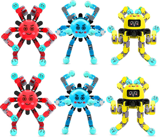 Transformable Fidget Spinner Toys for Kids and Adults,6 PCS Finger Sensory Toy for Boys Girls Autism ADHD Relief,Gifts for Chrismas Birthdays Party Favors for Teens Travel Stocking Stuffers