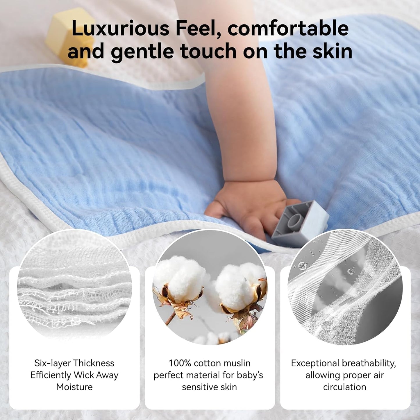 Synrroe Burp Cloths Large, Muslin Burp Cloths for Baby Girls and Boys, Pack of 10 Extra Absorbent and Soft Muslin, 6 Layers 20 by 10 Inches 100% Cotton (Mix 10 Pack)