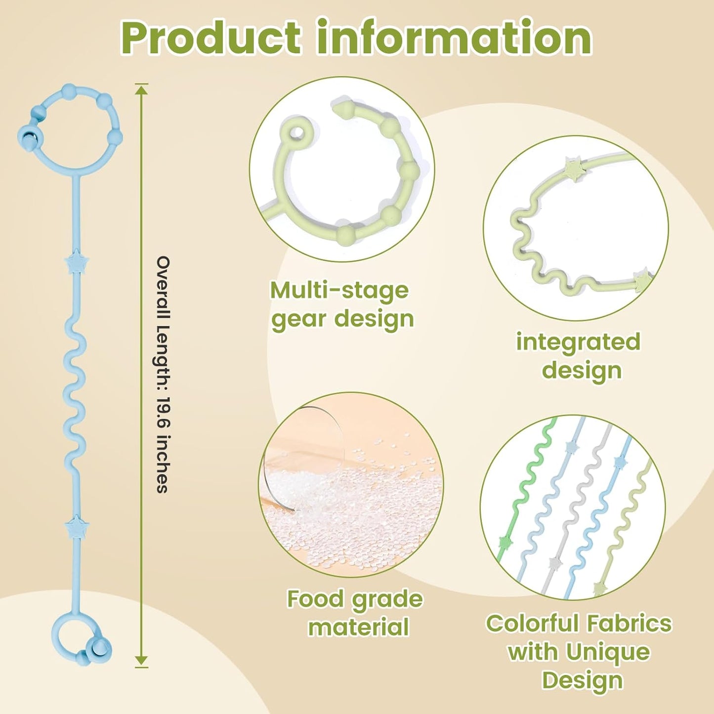 RTMOK Toy Straps for Baby,Silicone Setpacifier Clip,Applies to Car Seat Toy,Teether Toy,High Chair,Stroller Accessories,Baby Toy Clips,Cribs,Rocking Chair