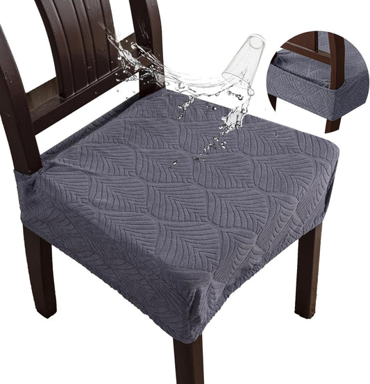 Waterproof Stretch Seat Covers,Dining Room Chair for 4 Set Removable Washable Chair Slipcover Protectors,Rear Covers,Dark Grey