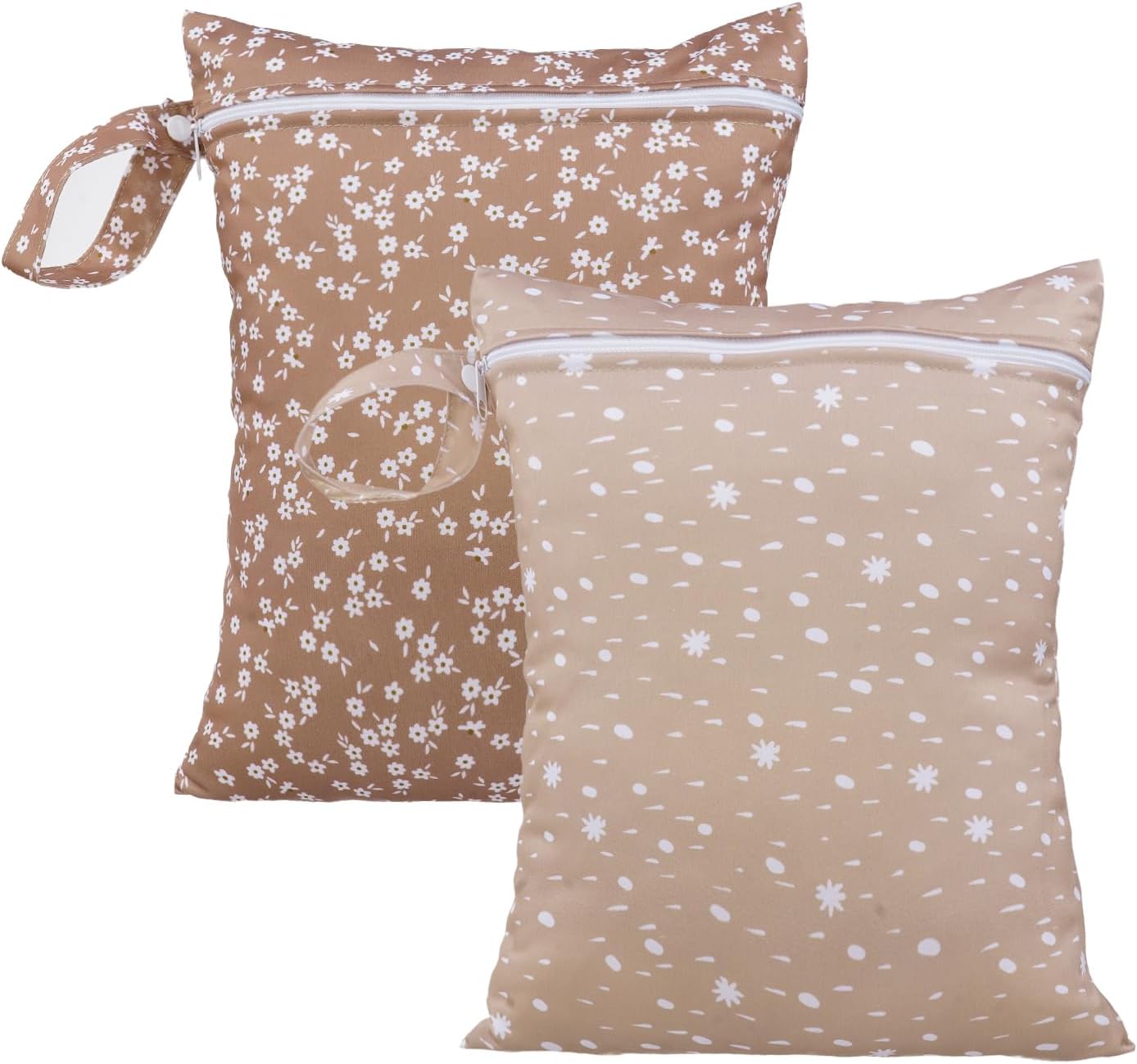 HappyFlute 2pcs Waterproof Bag Set - Cactus & Animal Pattern Wet/Dry Bag for Towels, Diapers, Swim & Beach Use, 10.2x14.4 inches