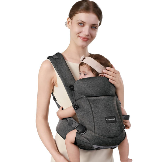 Baby Carrier，Baby Carrier for Newborn to Toddler，Adjustable Crotch Width，Ergonomic Newborn Carrier，Enhanced Lumbar Support，Easy-to-Use (Grey)