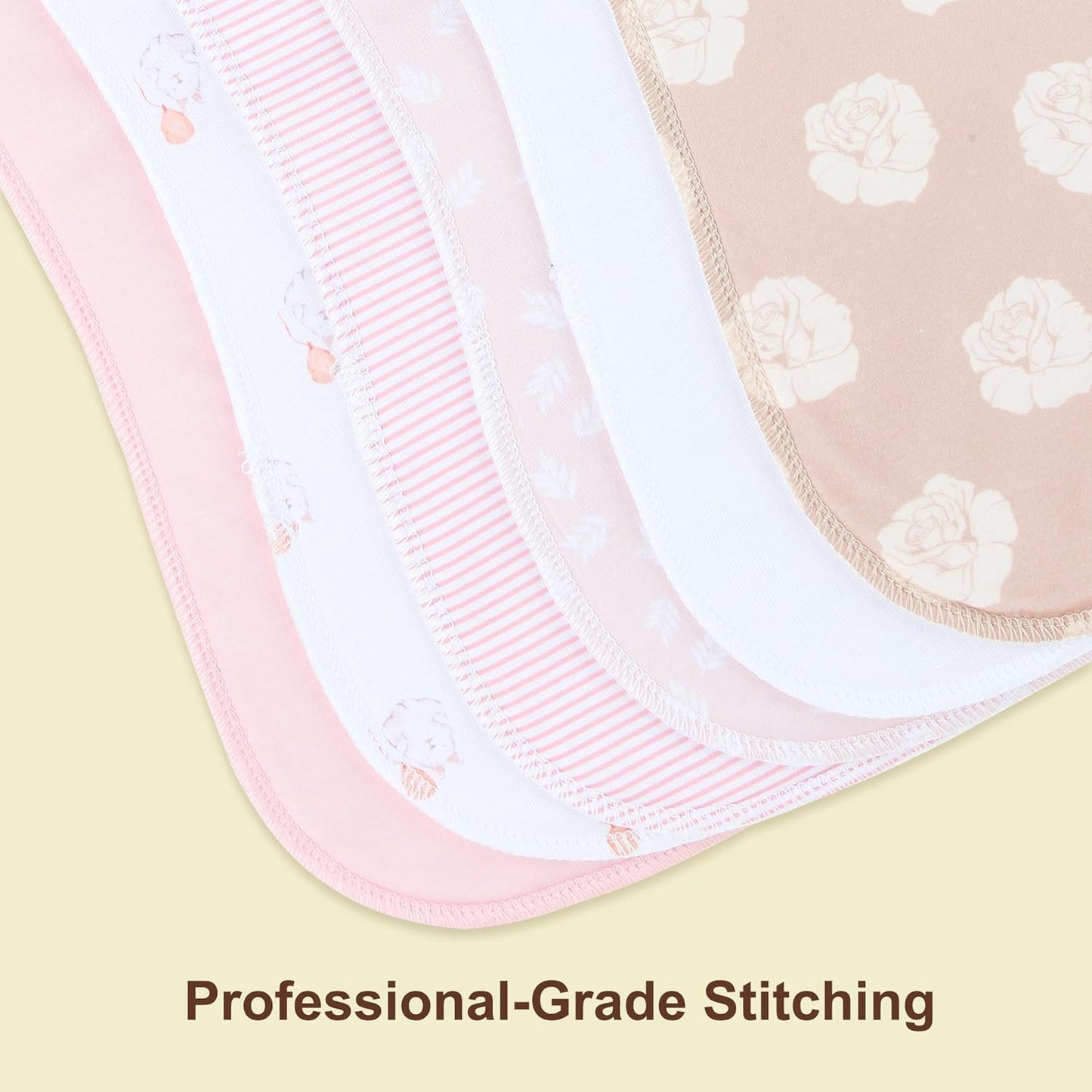 2-in-1 Burp Cloths and Baby Bibs - 6 Pack Large Super Absorbent Soft Cotton Burping Cloths for Spit Up, 3 Layers Thick Baby Burp Rags for Girls & Boys