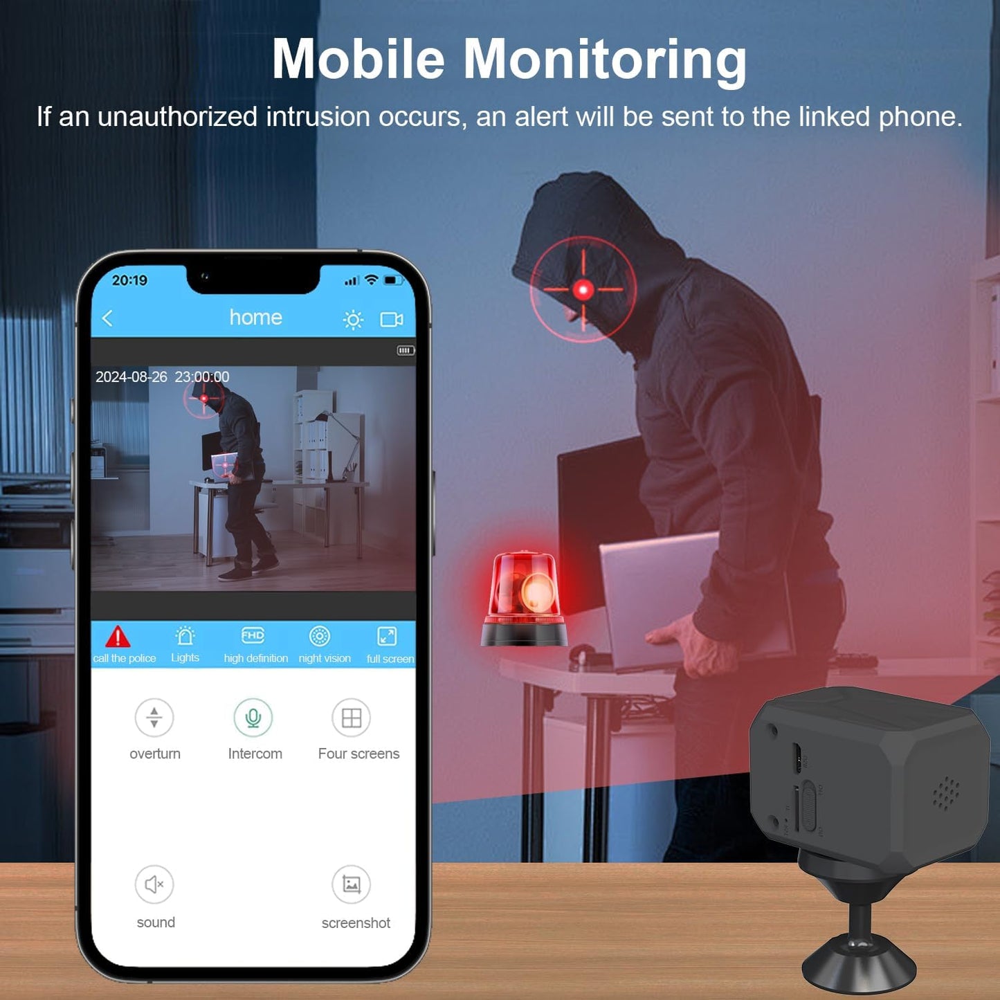 ZHENHAN 1440P HD Mini Wireless Camera Indoor Security Rechargeable Camera Motion Detection, Night Vision, 100-Day Battery, Cloud/SD Storage & App Control Nanny/Pet/Baby Monitor(Black)