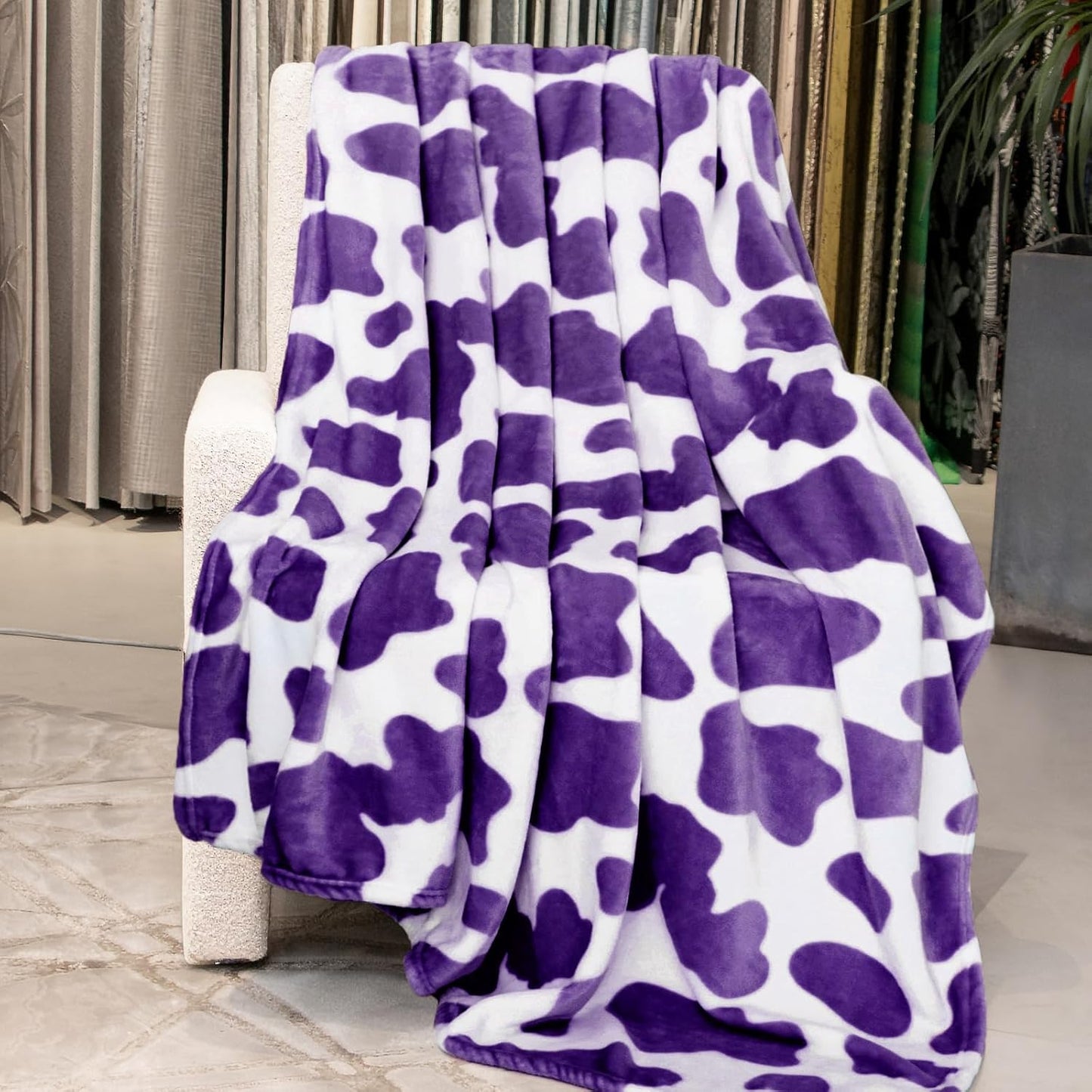 Purple Twin Fleece Blanket 60"x80" - Ultra Soft Flannel Throw for Couch, Bed | Lightweight Warm Blanket for Adults, Teens - Lavender Home Decor Gifts