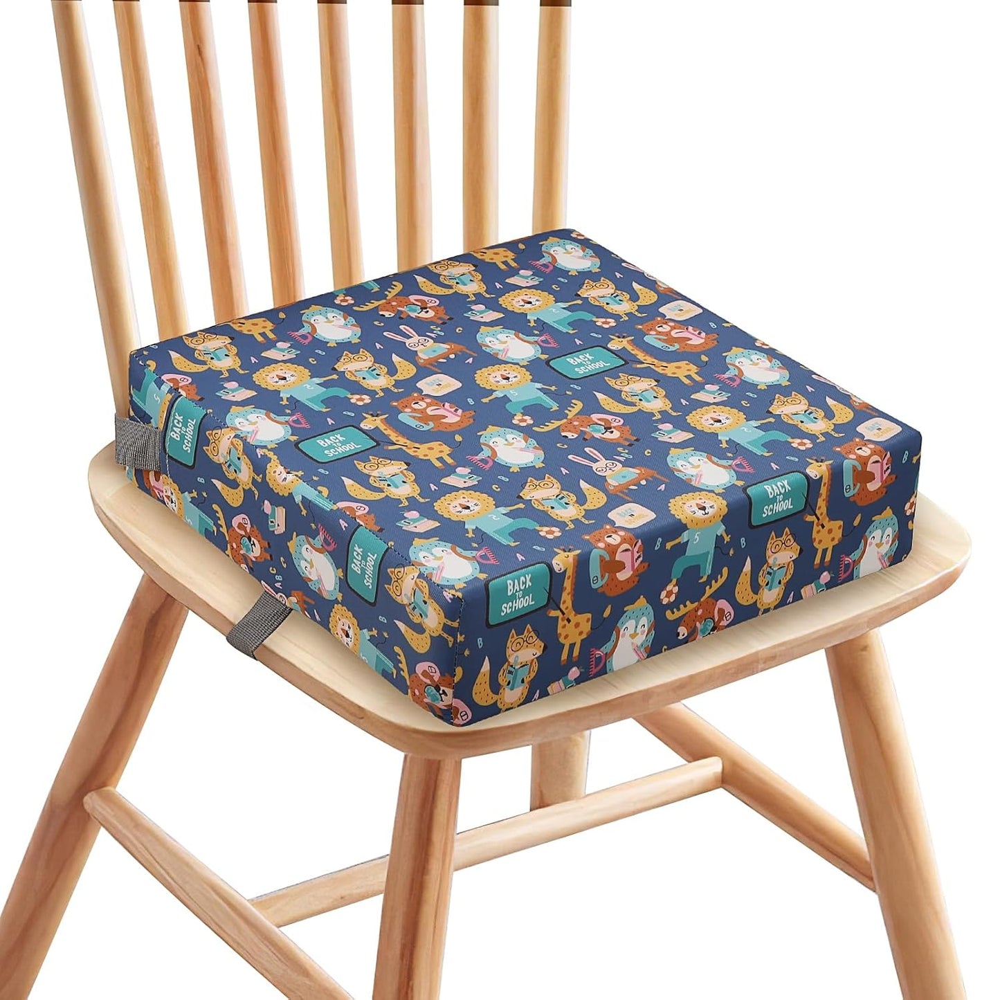 Zicac Portable Toddler Booster Seat for Dining Table, Safer Non-Slip Kids Booster Seat with Double Adjustable Straps, Washable Detachable Strong Support Increasing Cushion for Child (Purple/Yellow)