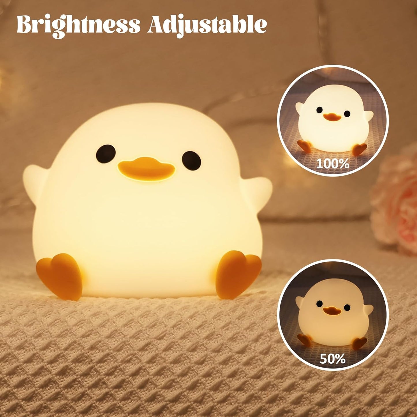 YuanDian Dodo Duck LED Night Light - Cute Silicone Duck Lamp for Bedrooms, Living Room - Rechargeable, Touch Sensor Bedside Table Lamp