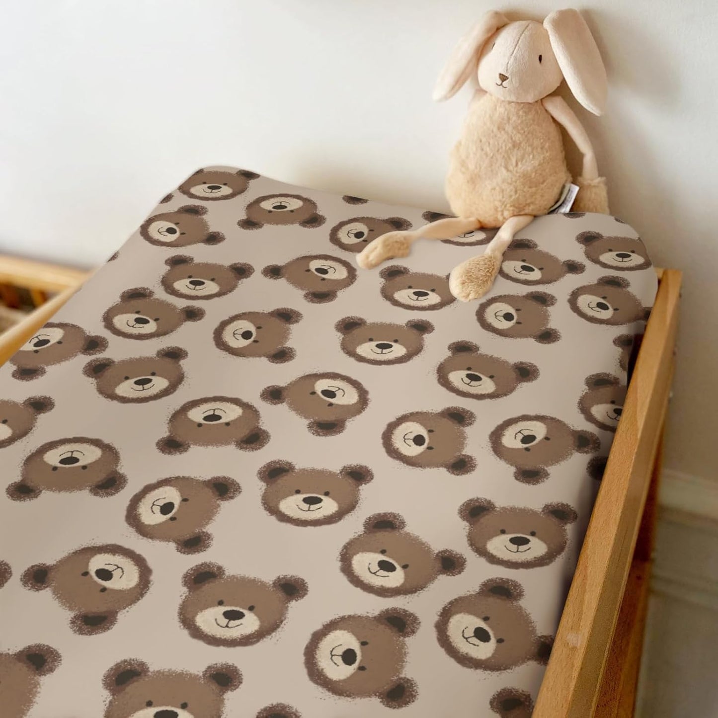 Neutral Boho Bears Changing Pad Covers for Baby Girls Boys Cute Brown Bear Fitted Change Table Covers Mats Watercolor Bears Soft Nursery Diaper Change Table Sheets for 32''×16'' Contoured Pad