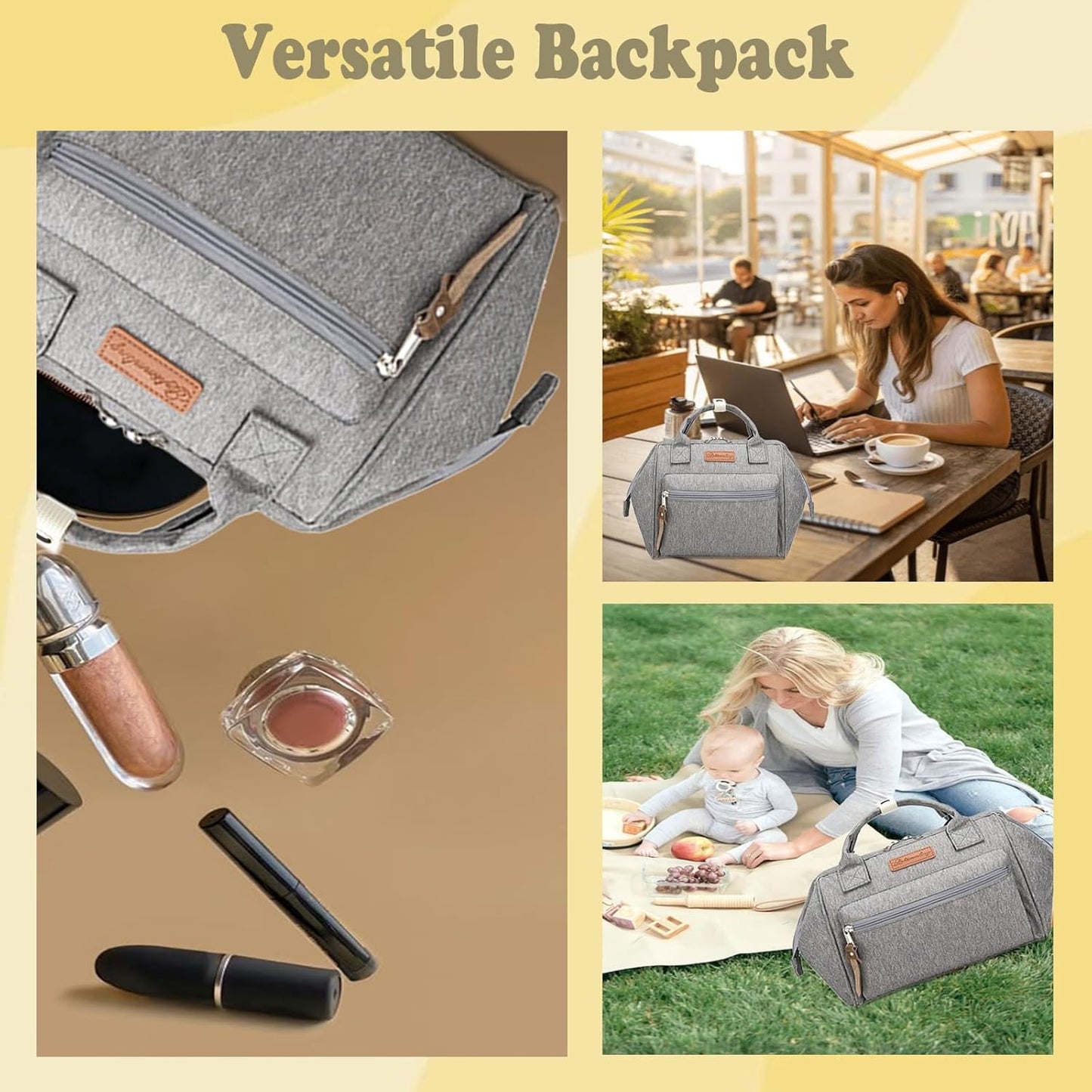 Small Diaper Bag-Mini Diaper Bag Backpack Crossbody Baby Diaper Tote Bag with Insulated Pocket(Grey)