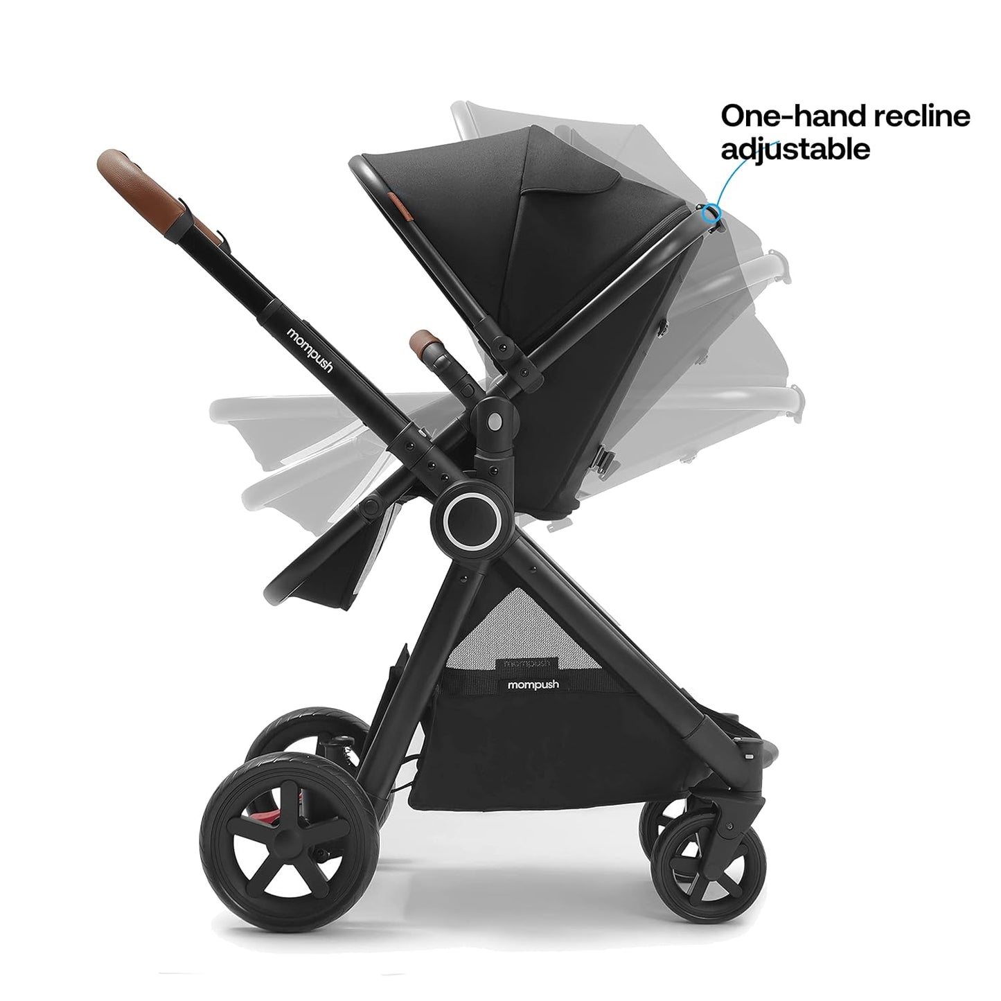 Mompush Ultimate2 Baby Stroller, Premium Convertible Full-Size Stroller for Toddler, Reversible Seat with One Hand Recline Adjustment, Car Seat Adapter Included