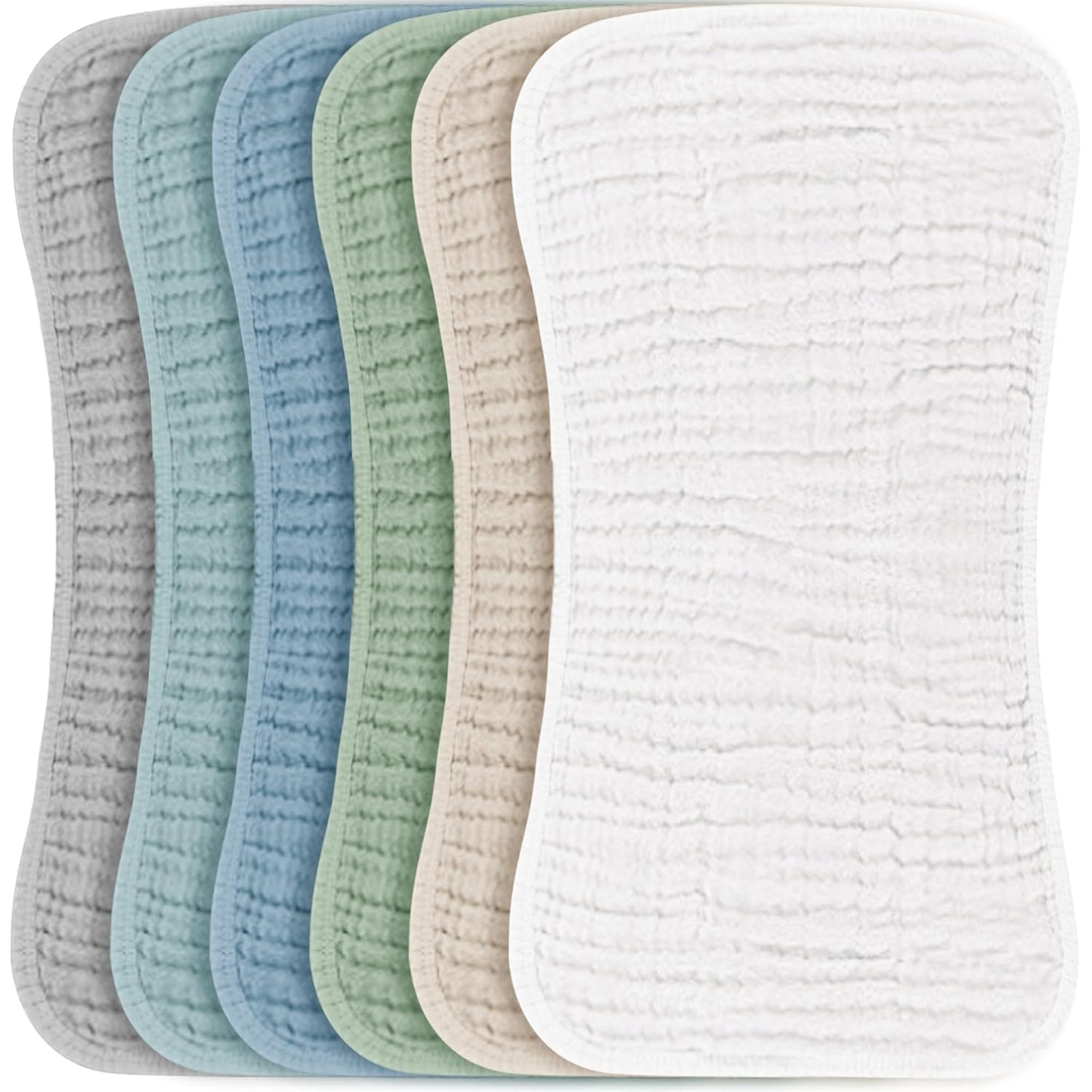 Konssy Muslin Baby Burp Cloths Sets for Unisex- 6 Pack Large 100% Cotton Burping Clothes for Newborn, Baby Girls and Boys