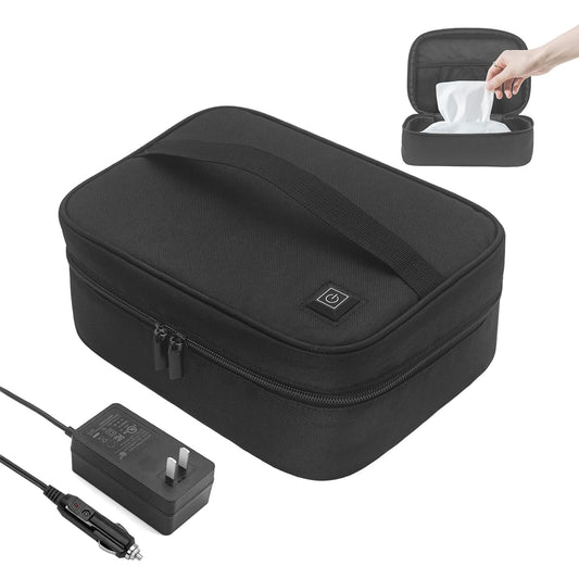 Baby Wipe Warmer with Temperature Control & Car Adapter - Portable Wet Wipes Warmer, 5L Large Capacity Multi-Use Heater Bag for Diaper Wipes/Baby Bottle/Towels-Home/Outdoor Travel Use