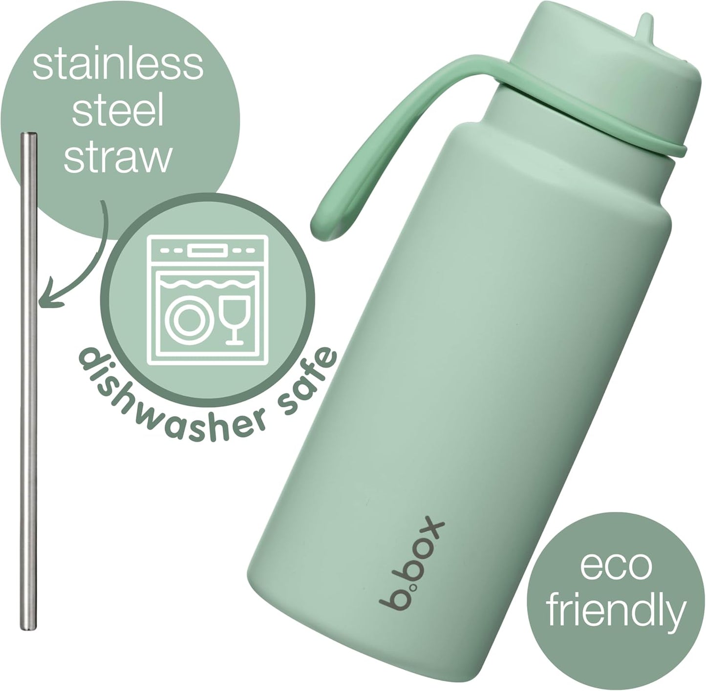 b.box Triple Insulated 34oz Water Bottle w/Stainless Steel Straw. 46 Hours Cold. Leak Proof Tumbler with Lid and Straw for Travel, Gym & School. BPA Free Sports Water Bottles.