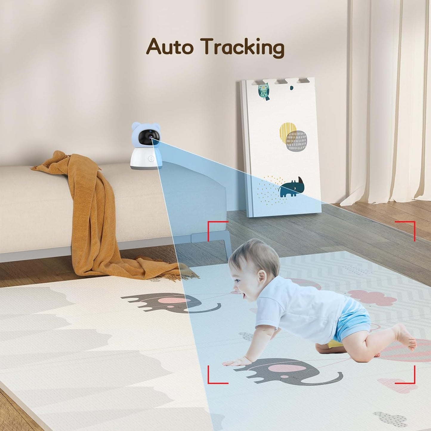 2K WiFi Baby Monitor with 5'' 1080P Screen, Smart Baby Camera with App Control, 360°Auto Tracking, Motion & Sound & Humidity & Temperature Detection, Night Vision, 2-Way Talk,Long Battery Life