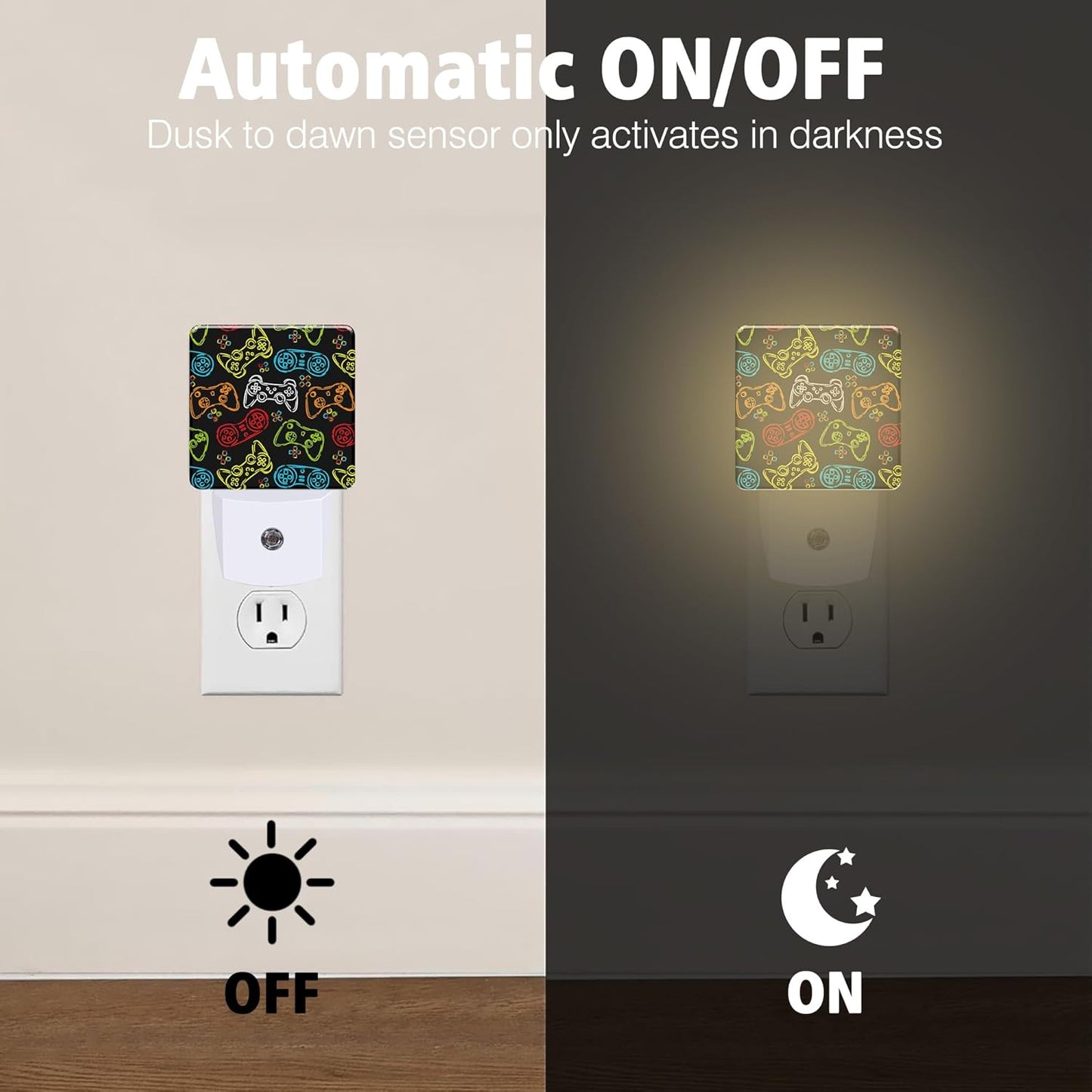 Gampad Gamer Night Lights Plug into Wall for Girls Boys Room, Night Lights LED Lamp with Dusk to Dawn Sensor Nightlight for Bedroom Kitchen Bathroom Hallway Home Wall Decor