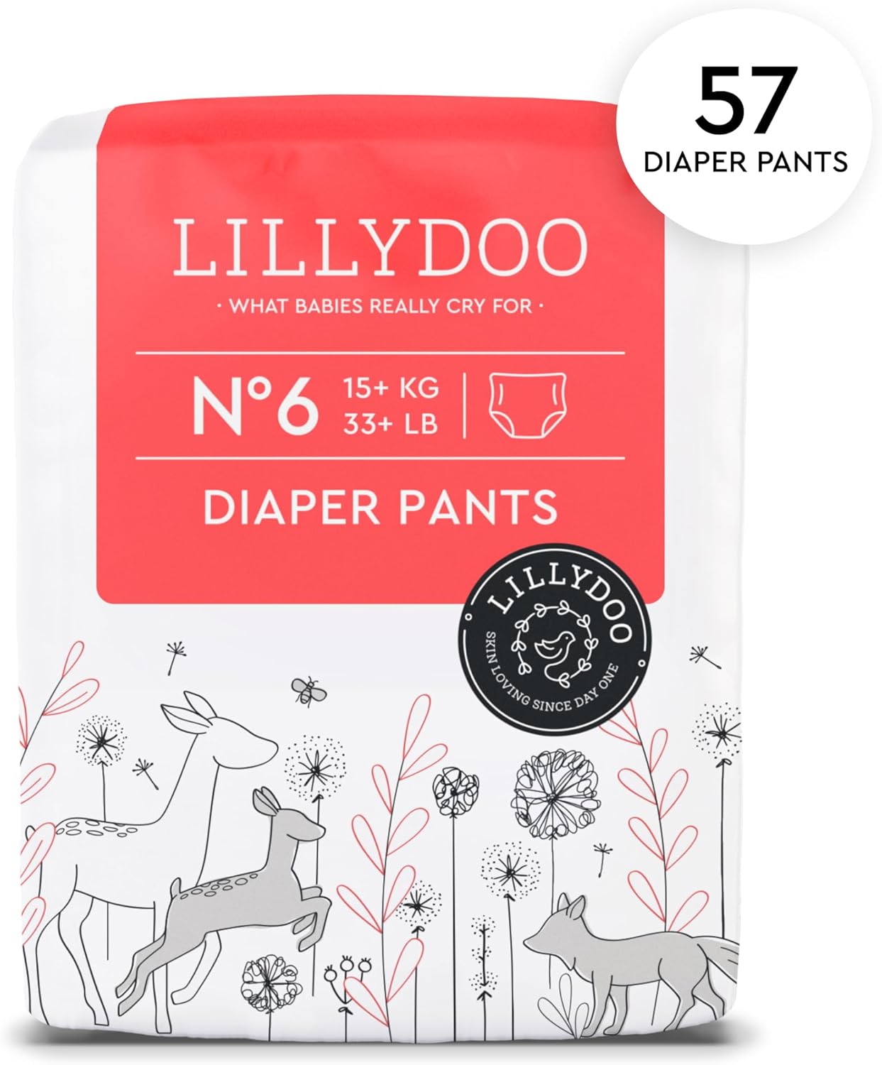 Diaper Pants Toddlers - Size 6 (33+ lbs), Half-Monthly Supply (55 Count), Skin-Friendly, Ultrasoft, Chlorine-Free, Snug Fit & Absorbent Pull On Diapers