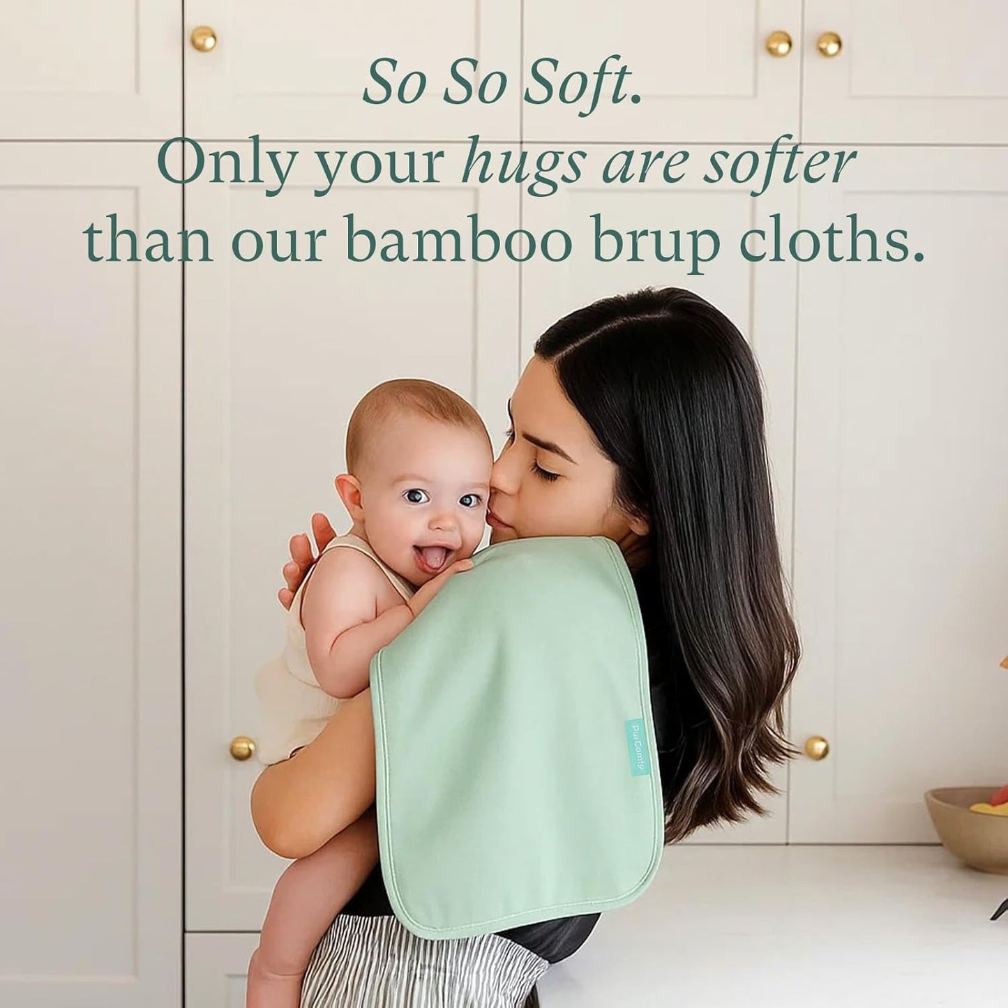 PurComfy Supersoft Burp Cloths, Premium Bamboo Viscose Baby Burp Cloths, Absorbent & Skin-Friendly, Large 21” x 10”, Unisex Baby Essentials for Feeding, Spit-Up, 3-Pack