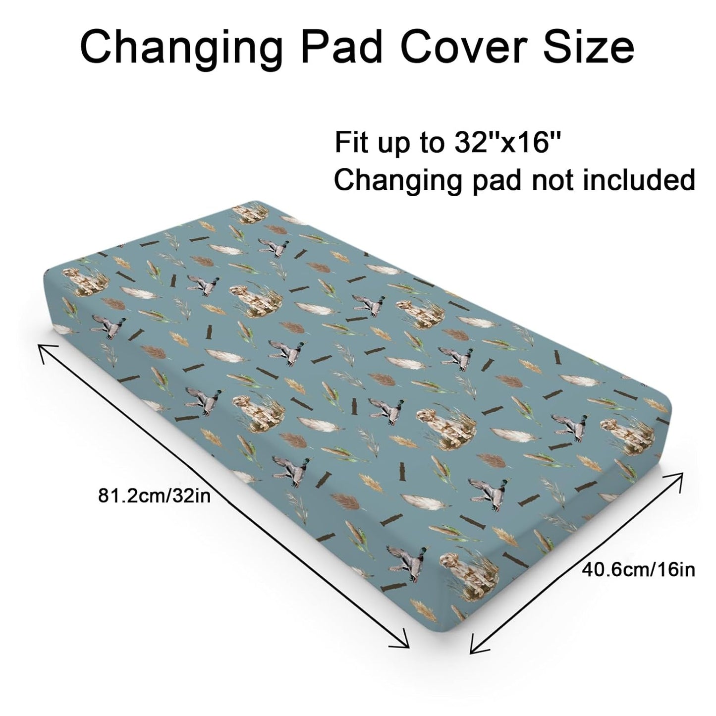Wild Duck Hunting Hunter Baby Changing Pad Cover Sheets for Boy Girl 32''x16'' Mallard Duck Reeds Feathers Unisex Fitted Changing Table Sheets Wild Animal Soft Breathable Baby Change Table Mats