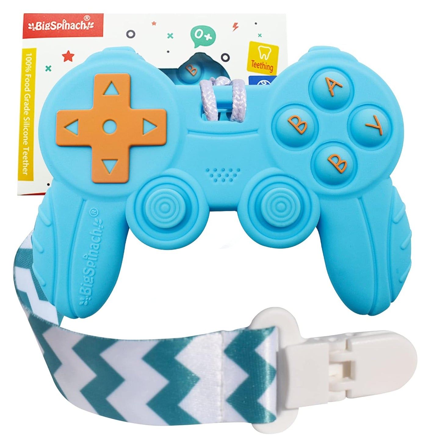 Cool Remote Game Control Teething Toy for Babies 0-6 6-12 Months,Game Controller Teether for Gamer Parents,Baby's First Valentines Day Gifts,Silicone Remote Chew Toys（Blue