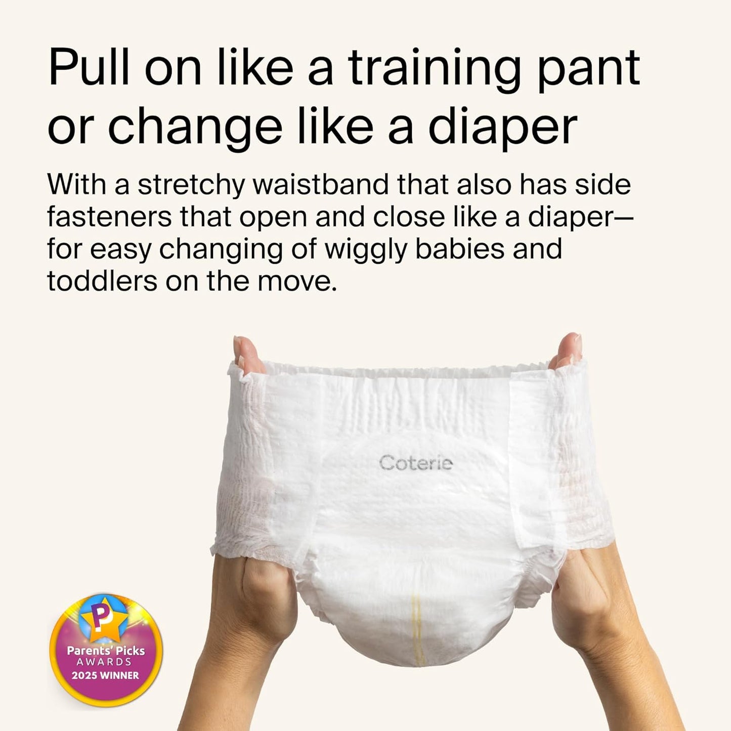Coterie The Pant, Size 4, Refastenable Training Pants for Sensitive Skin, Hypoallergenic, Super Absorbent Overnight Leak Protection, 2T/3T (20-32 lbs) 136 Count