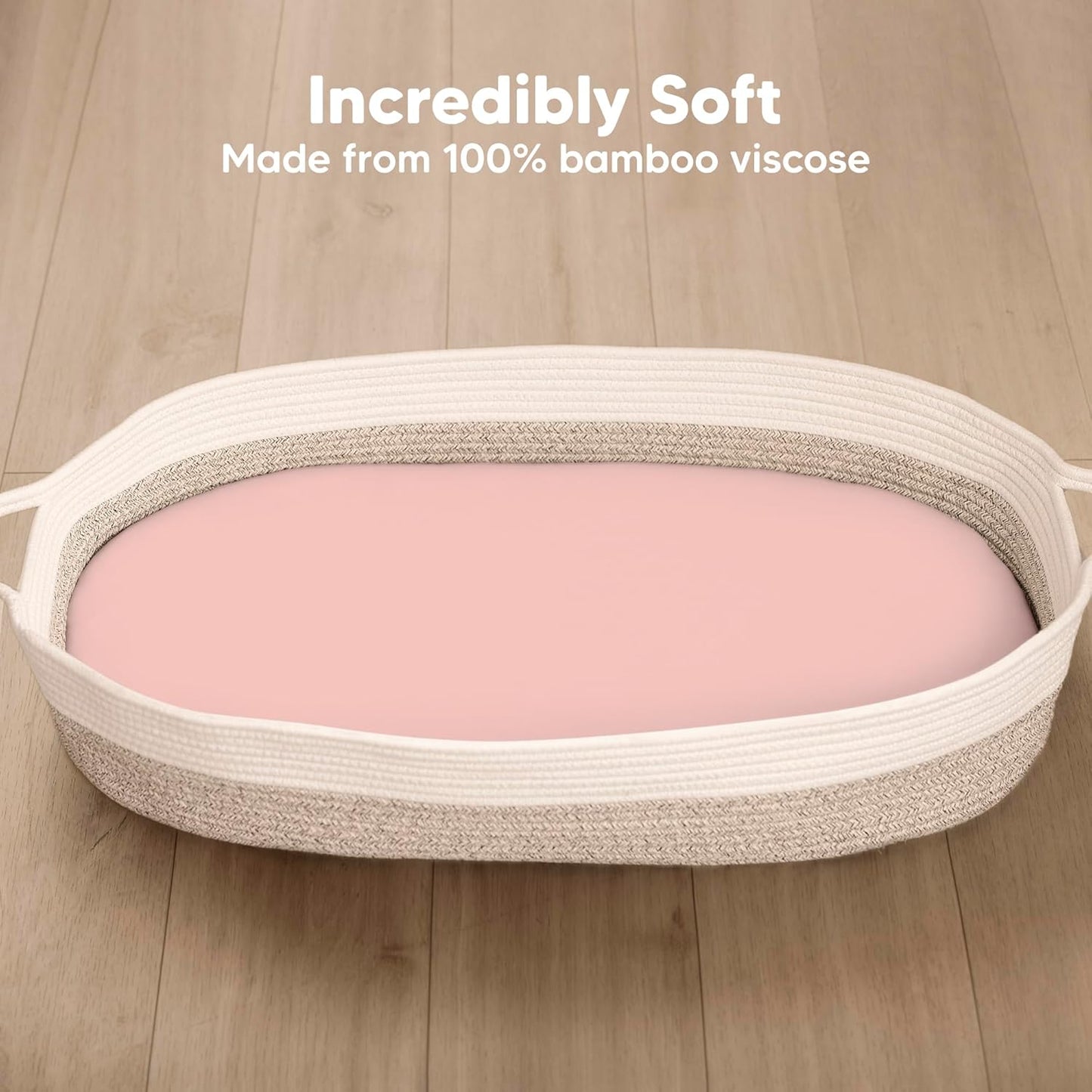 2-Pack Baby Bassinet Sheets Girl, Boy - 33x17 Viscose Derived from Bamboo Bedside Mattress Fitted Bassinet Sheets, Compatible with Halo Bassinest Swivel Sleeper, Baby Delight, Graco (Rose)