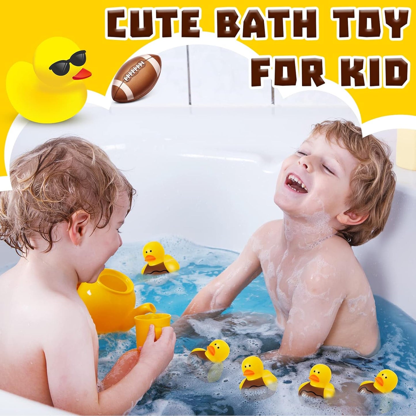 Deekin 24 Pcs Rubber Duck 2 Inch Bulk Sport Party Favors for Birthday Party Decorations Club Player Gift (Football)