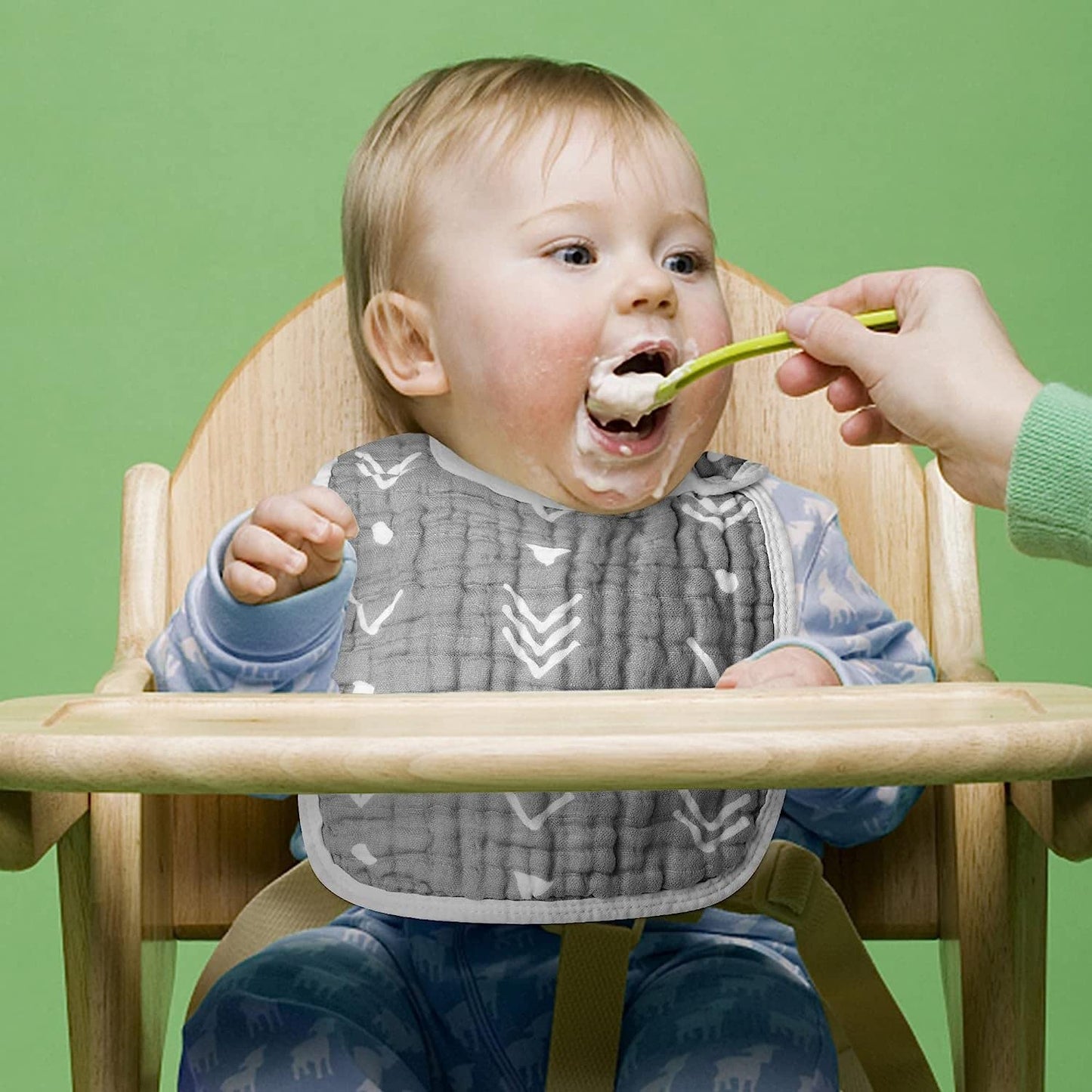 Zainpe 6Pcs Snap Muslin Bibs for Baby Machine Washable Adjustable Unisex Burp Cloths with 6 Absorbent Soft Layers, Animal Pattern Bib for Newborns Toddlers Infants 3 to 36 Months Drooling Teething