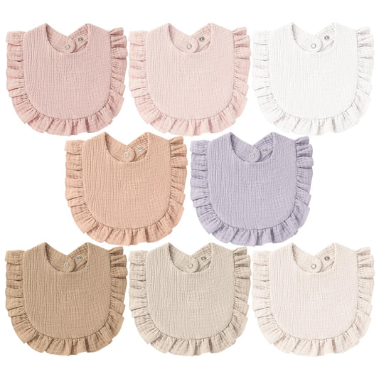 8-Pack Muslin Baby Bandana Drool Bibs for Unisex Girls & Boys – 100% Cotton Bibs, Soft & Absorbent Teething and Drooling Essentials for Newborns