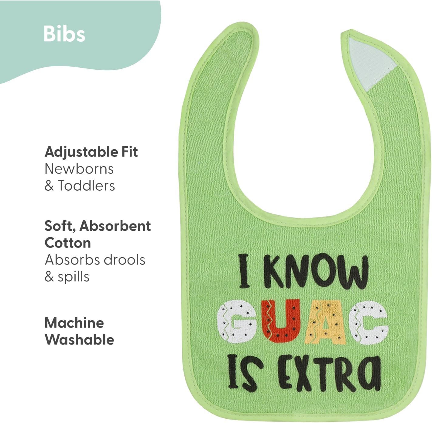 The Peanutshell Baby Boy or Girl Terry Bibs Set of 8-100% Cotton, Soft, Absorbent Baby Bibs, Unisex Toddler Boy or Girl Set, Newborn & Infant - Han-Gry