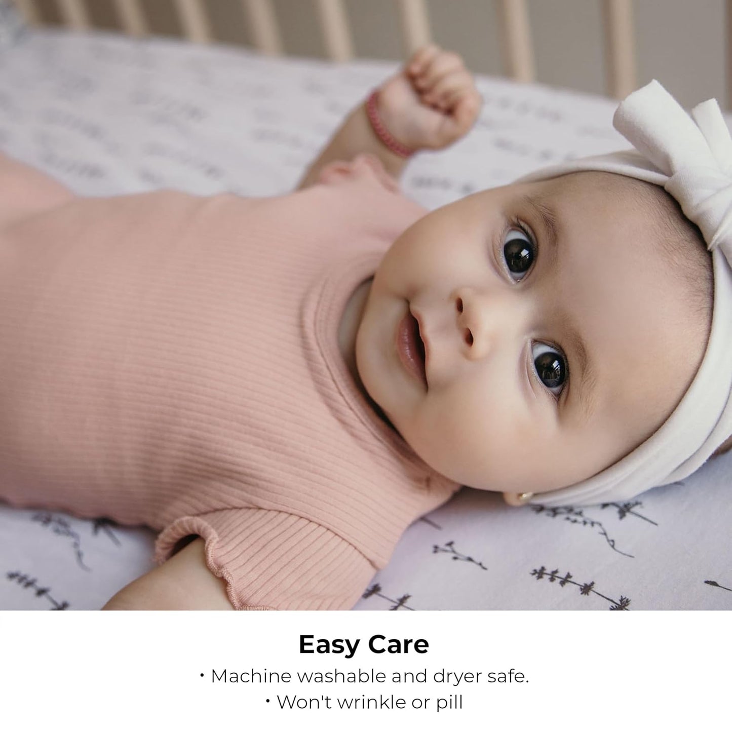Ely’s & Co. Pack and Play Sheets, for Mini/Portable Crib, 2 Pack Fitted Playpen Play Yard Sheet Set Compatible with Graco Pack n Play, for Baby Boys/Girls, 100% Cotton, Forest Grey Floral, 38”x24”x5”