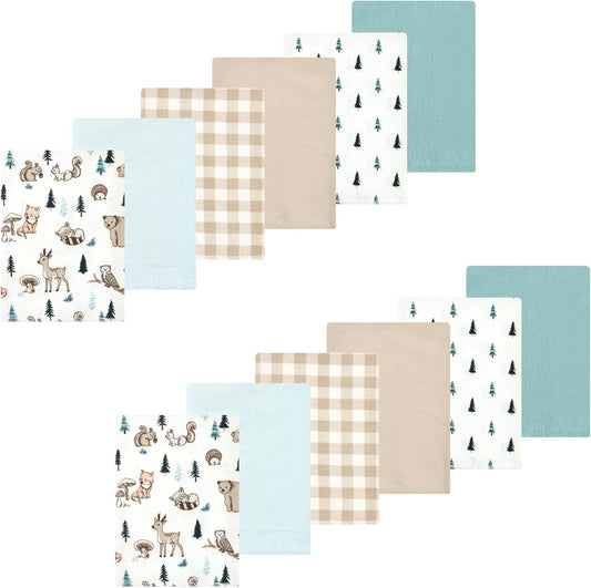 Luvable Friends Hudson Baby Flannel Burp Cloths 12pk, Forest Critters