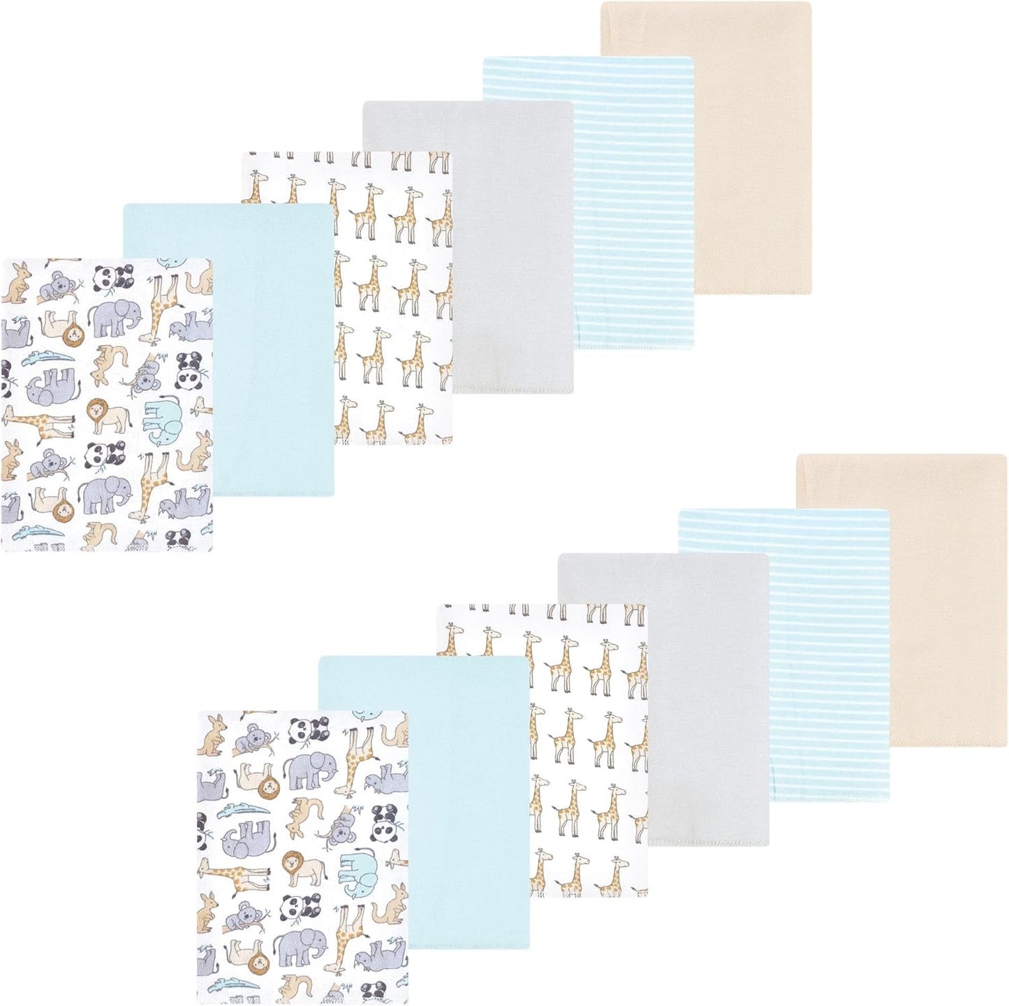 Luvable Friends Hudson Baby Flannel Burp Cloths 12pk, Kangaroo Pastel