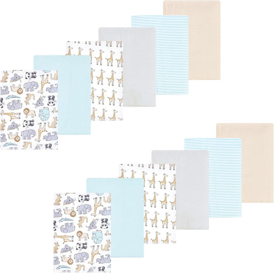 Luvable Friends Hudson Baby Flannel Burp Cloths 12pk, Kangaroo Pastel