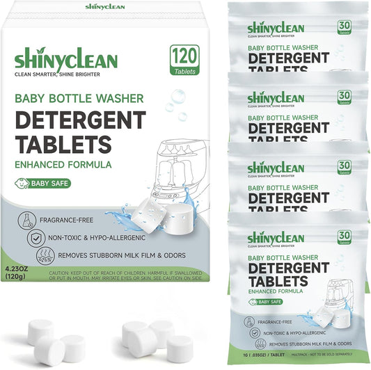 120PCS Baby Bottle Washer Tablets for Momcozy & Baby Brezza Pro, Natural Enzyme Detergent,Deep Cleaning, Chlorine & Fragrance Free, No Residue, Universal Fit All Bottle Washers Machines