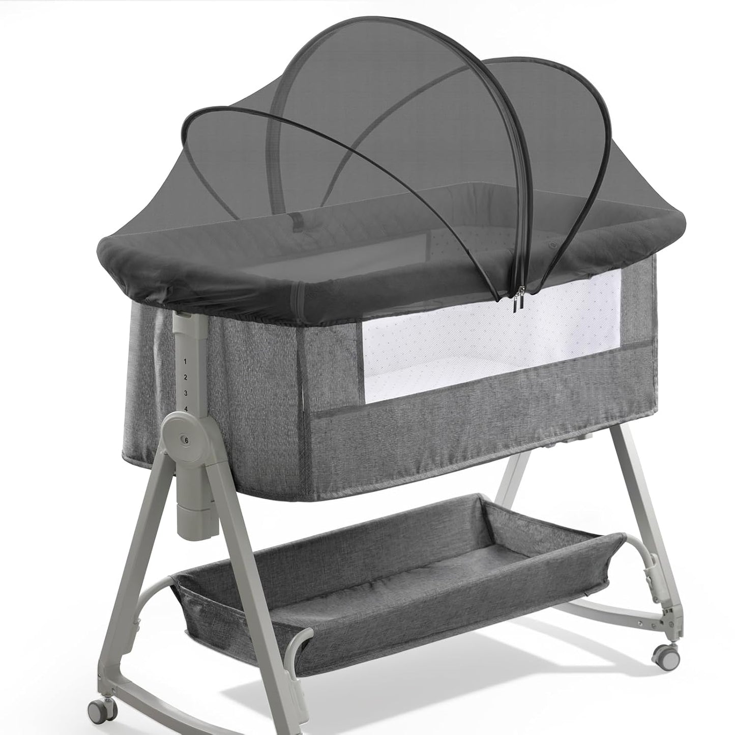 Bassinet Cover for Cats - Bassinet Net Cover for Baby Prevents Entry of Insects/Pets, Breathable Crib Net with Two-Way Zippers, Mosquito Net for Bedside Sleeper/Travel Crib (Black-Small)
