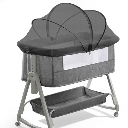 Bassinet Cover for Cats - Bassinet Net Cover for Baby Prevents Entry of Insects/Pets, Breathable Crib Net with Two-Way Zippers, Mosquito Net for Bedside Sleeper/Travel Crib (Black-Small)